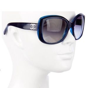 CHANEL CC Logo 5183 Blue Square Oversized Sunglasses